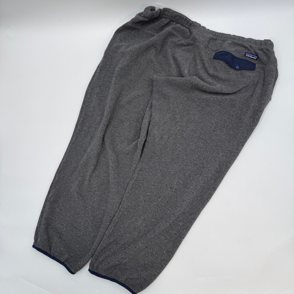 Patagonia Mens XL Synchilla Fleece Pants Gray Snap Pocket Drawstring Lounge